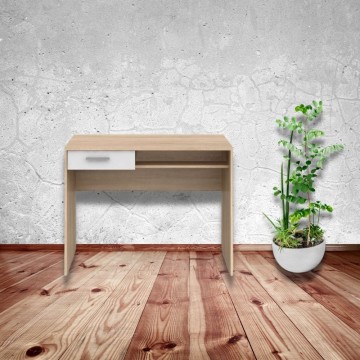 Bureau Nepo en chêne blanc avec tiroir 100 cm.