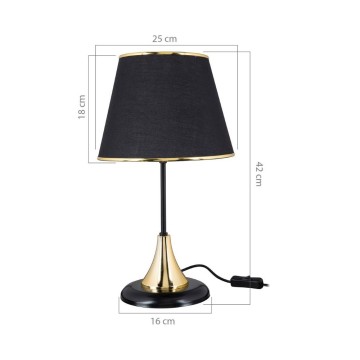 Lampe à poser Aden métal et abat-jour en tissu noir ASZ1632