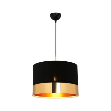 Lampe suspendue Alfina tissu noir bandeau or ASZ1665