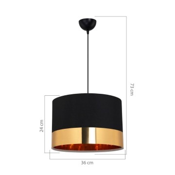 Lampe suspendue Alfina tissu noir bandeau or ASZ1665