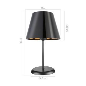 Verda ASZ1212 lampe à poser en métal et abat-jour en tissu noir