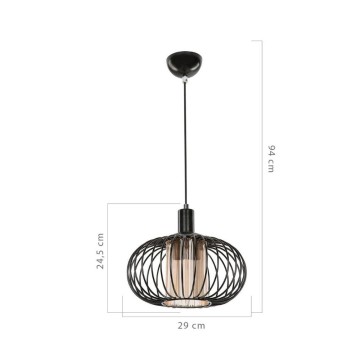 Lampe suspendue Terla MDL3674 avec cadre en fer et diffuseur en verre