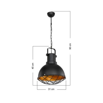 Lampe suspendue Tonya ASZ1187 style industriel noir