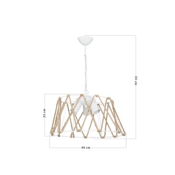 Evren ASZ1030 Lampe suspendue à 3 lumières métal blanc et corde