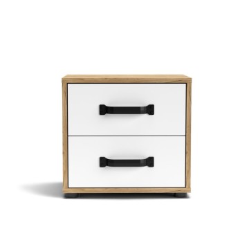 Table de chevet Mosso MO1 en chêne et blanc