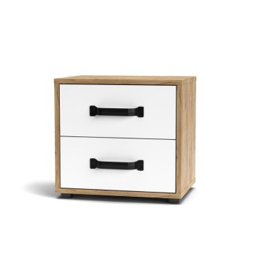 Table de chevet Mosso MO1 en chêne et blanc