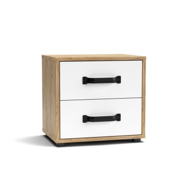 Table de chevet Mosso MO1 en chêne et blanc