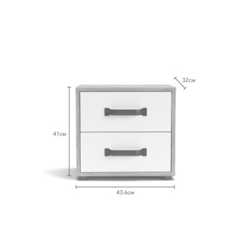Table de chevet Mosso MO1 en chêne et blanc