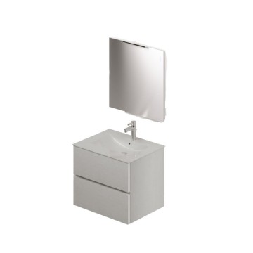 Armoire de toilette avec lavabo et miroir 60 cm frêne blanc