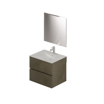 Armoire de toilette avec lavabo et miroir 60 clay