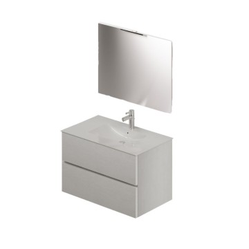 Armoire de toilette avec lavabo et miroir 80 white ash