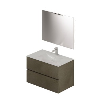 Armoire de toilette avec lavabo et miroir 80 clay