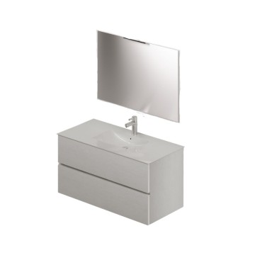 Armoire de toilette avec lavabo et miroir 100 white ash