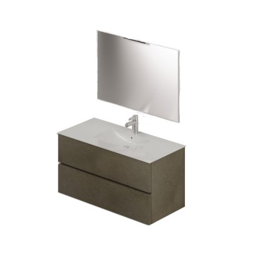 Meuble de salle de bains avec lavabo et miroir 100 clay