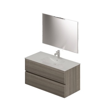 Meuble de salle de bains avec lavabo et miroir 100 elm