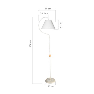 Geo ASZ1043 Lampadaire avec abat-jour en tissu blanc