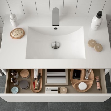 Claros100 armoire de toilette murale laquée blanc brillant avec 2 tiroirs 100x45x56h
