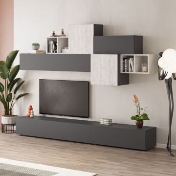 Tromen 260 cm unité murale anthracite et blanc vintage MTV234478