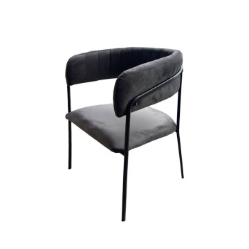Chaise Key en tissu gris fumé et structure anthracite