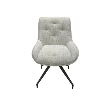 Chaise de salle à manger Agora marron clair avec dossier en similicuir orange et pieds noirs avec base fixe
