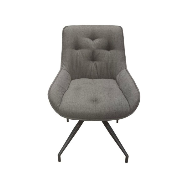 Chaise de salle à manger Agora gris clair avec dossier en similicuir gris et pieds noirs avec base fixe Chaise de salle à manger Agora gris clair avec dossier en similicuir gris et pieds noirs avec base fixe