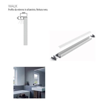 Profilé d'éclairage LED Walk bathroom 800 mm noir mat