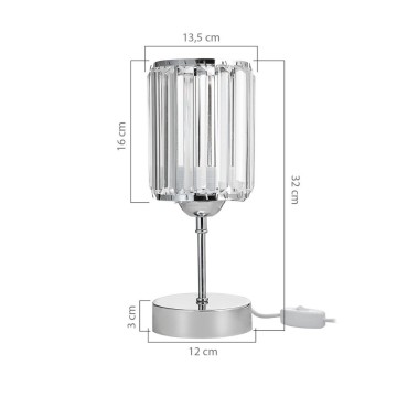 Lampe de table Alis chromée avec abat-jour à effet cristal MNG7079