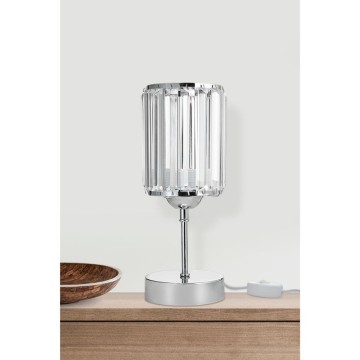 Lampe de table Alis chromée avec abat-jour à effet cristal MNG7079