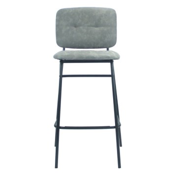 Tabouret Ross en simili-cuir gris avec pieds noirs