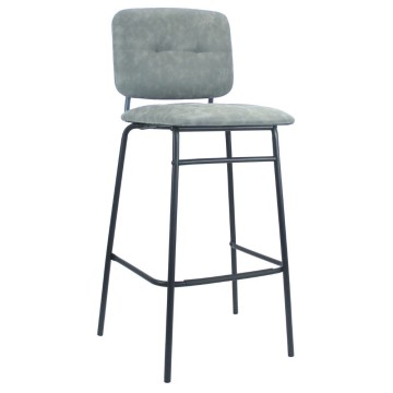 Tabouret Ross en simili-cuir gris avec pieds noirs