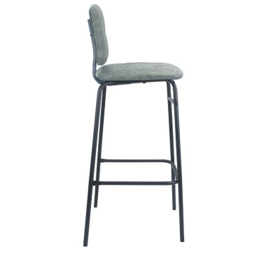 Tabouret Ross en simili-cuir gris avec pieds noirs