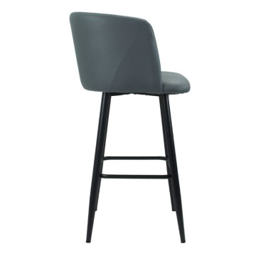 Tabouret en simili-cuir gris Limin avec pieds noirs mats