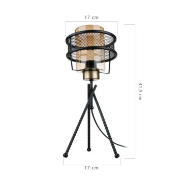 MDL3713 Grande lampe de table avec abat-jour en verre et fer tressé