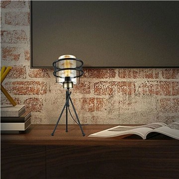 MDL3713 Grande lampe de table en fer tressé avec abat-jour en verre