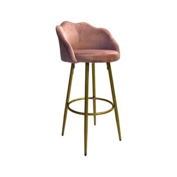 Tabouret coquille en velours rose et pieds en métal doré Orel