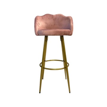 Tabouret coquille en velours rose et pieds en métal doré Orel