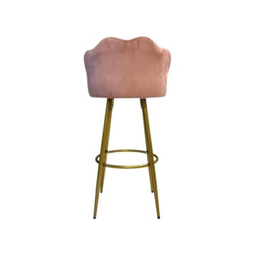 Tabouret coquille en velours rose et pieds en métal doré Orel