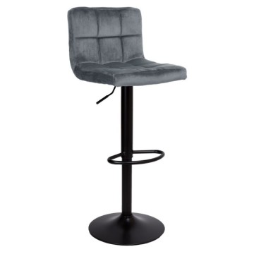 Tabouret réglable Mosva en velours gris et métal noir