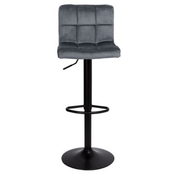 Tabouret réglable Mosva en velours gris et métal noir