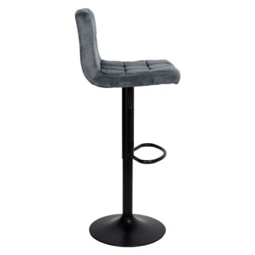 Tabouret réglable Mosva en velours gris et métal noir