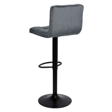 Tabouret réglable Mosva en velours gris et métal noir