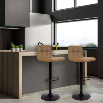 Tabouret réglable en simili-cuir rouille et métal noir mat