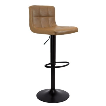Tabouret réglable en simili-cuir rouille et métal noir mat