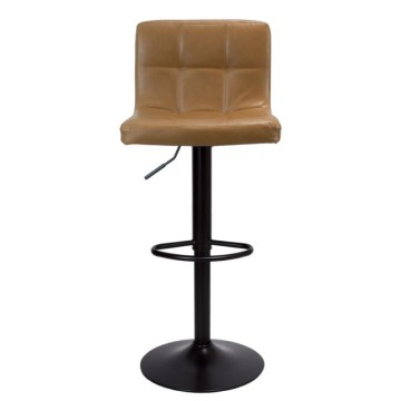 Tabouret réglable en simili-cuir rouille et métal noir mat