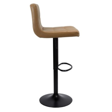 Tabouret réglable en simili-cuir rouille et métal noir mat
