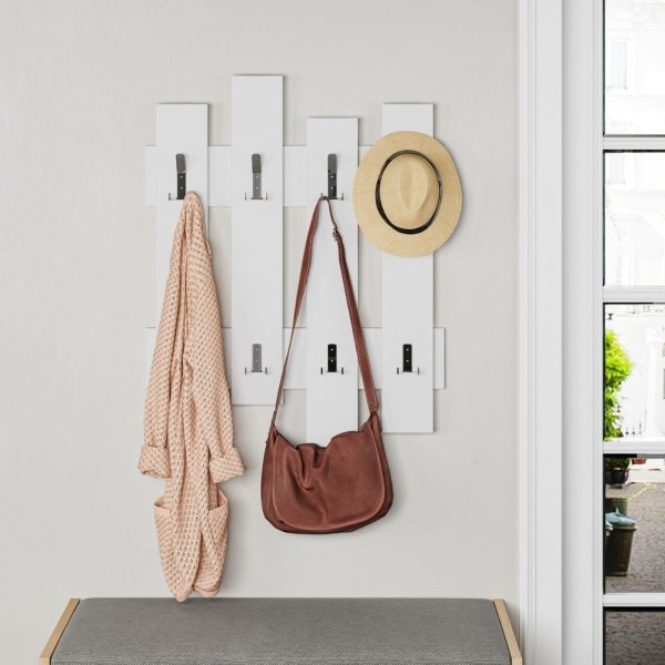 Porte-manteau mural Wave blanc 8 crochets Porte-manteau mural Wave blanc 8 crochets