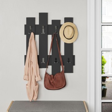 Porte-manteau mural à 8 crochets Wave anthracite