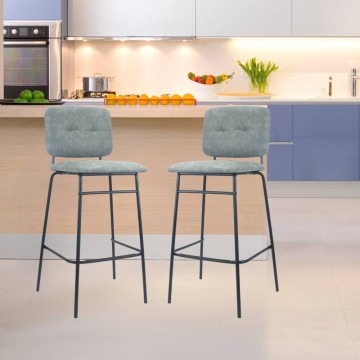 Tabouret Ross en velours gris et métal noir - Design moderne
