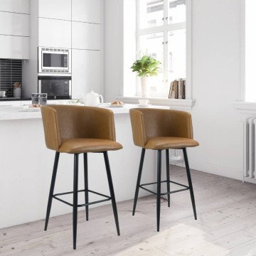 Tabouret enveloppant en simili-cuir Turtledove avec pieds noirs mats - Limin