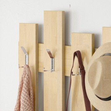 Porte-manteau mural Wave chêne 8 crochets